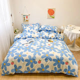 elvesmall Floral Print Brushed Home Bedding Set Simple Fresh Comfortable Duvet Cover Set with Sheet Comforter Covers Pillowcases Bed Linen