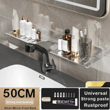 elvesmall  Around Faucet Holder Shower Shampoo Soap Cosmetic Holder Bathroom Storage Rack Organizer Over the Basin Shelf Mirror Front Rack