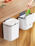 elvesmall  Wall Mounted Cabinet Trash Can with Lid Basket Storage Bucket Household Organization Rack Modern Home Bathroom Kitchen Trash Can
