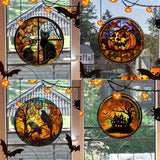 elvesmall Halloween PVC Static Glass Stickers Scary Castle Cat Glass Stickers Non Adhesive Removable Party Home Decorations