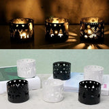 elvesmall 1pcs Perforated Iron Candlestick Vintage Christmas Candle Holder Iron Hollow Snowflake Tree Deer Home Party Candle Stand Table