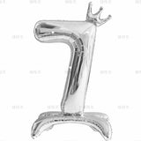 elvesmall  32 Inch Crystal Gradient Number Stand Foil Balloons with Crown Figures Globos 0-9 Birthday Party Decorations Wedding Baby Shower
