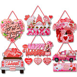 elvesmall Valentine's Day Theme Door Hanger Ornaments Love Heart Door Signs Pendants DIY Valentines Day Wall Door Home Decoration