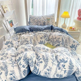 elvesmall Simple Floral Leaves Duvet Cover With Pillow Case Bed Sheet Adults Girls Tulip Bedding Sets King Queen Bed Linen Decor Bedroom