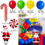 elvesmall Christmas Balloon Arch Set Candy Cane Aluminum Film Red Green White Father Christmas New Year Balloons Party Decoration Gifts