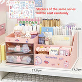 elvesmall Desktop Cosmetic Storage Box Organizer Drawer Office Storage Rack Stationery Desk Pen Holder Bunny Drawer Organizer Cute Kawaii