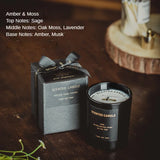 elvesmall 100% Natural Soy Wax Candles Jar Sandalwood Scented Black Candles Glass Container Home Decorative Vase