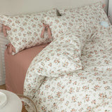 elvesmall  Pure Cotton Bedclothes Pastoral Style Bedsheets Set with Pillow Case 이불세트 Bedding Sets Queen Size for Home Single Bed Linen Sets
