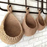 elvesmall  1pc Handwoven Wall Hanging Fruit Vegetable Basket Teardrop Plant Basket Kitchen Table Wall Hanging Storage Basket Container