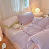 elvesmall  Simple Fresh Queen Bedding Set 100% Cotton Soft Comfortable Duvet Cover Set with Sheets Quilt Cover and Pillow Covers Bed Sets