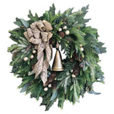 elvesmall Farmhouse Christmas Wreath With Bells Door Pine Cone Decoration Artificial Geen Plants Simulation Flower Vine New Year Garland