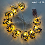 elvesmall  Ramadan Star Moon Castle LED String Lights Eid Mubarak Gift Islam Muslim Ramadan Kareem Decorations for Home Eid al-Fitr Party