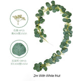 elvesmall Artificial Eucalyptus Garland Fake Fruit Silk Vines Green Rattan Plants Wreath for Wall Room Garden Home Wedding Christmas Decor