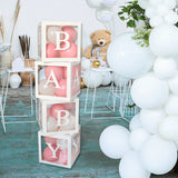 elvesmall 27/25cm Custom Transparent Letter Box A-Z Baby Shower Girl 1st Birthday Party Decoration Kids Wedding Birthday Balloon DIY Box