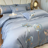 elvesmall  Egyptian Cotton Bedding Set Luxury Embroidery Double Duvet Cover Pure Cotton Flat or Fitted Bed Sheets and Pillowcases Bed Set