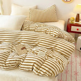 elvesmall 2024 New Milk Fleece Single Bedding Set Thickened Solid Color Warm 220x240 Double Use Quilt Cover Large Size Bedding for Winter