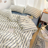 elvesmall  Pure Cotton Duvet Cover Bed Sheet Pillow Case 3/4pc Bedding Set High Quality Soft Comforter Quilt Cover Sleeping Naked Bed Linen