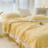 elvesmall Korean Seersucker Summer Thin Quilt Air Condition Comforter Bed Cover Skin Friendly Blanket Single Double Single Quilt Bedding