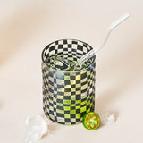 elvesmall  -  Nordic Fashion Matrix Plaid Glass Handmade Heat Resistant Glass Teacups Cups Coffee Mugs Drinkware Couple Gift