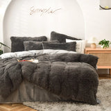 elvesmall  Winter super warm bedding set solid color plush bed sheet duvet cover camel velvet duvet double pillowcase 4-piece Dropshipping
