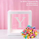 elvesmall Transparent Balloon Letter Box Baby Shower Decoration Birthday Wedding Custom Name Balloon Box 1st Birthday Party Decorations
