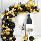 elvesmall Black Gold Balloon Arch Garland Kit Confetti Balloons Birthday Party Decorations Adults Wedding Anniversary Balloon Baby Shower