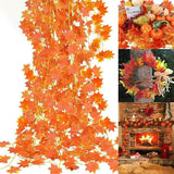 elvesmall Halloween Artificial Autumn Maple Leaves Garland Vine Led Fairy Lights for Christmas Party Thanksgiving Autumn Home Decoration