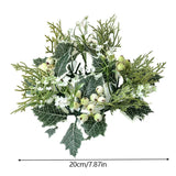 elvesmall Christmas Candlestick Wreath Artificial Berry Garland Candle Ring Xmas Table Decoration Fake Leaves Wreath For Candle Holder