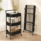 elvesmall Folding Storage Rack Trolley Kitchen Bathroom Bedroom Multi Storey Snacks Shelving Organizer Carts Mobile Trolley Storage Rack