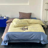 elvesmall High-end Embroidered King Size Bedding Set 100% Cotton Stain Soft Silky Queen Duvet Cover Set with Bed Sheet Blanket Cover Set