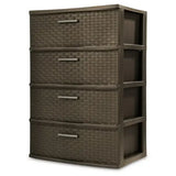 elvesmall Storage Box Organizer 4 Drawer Wide Weave Tower White/Espresso/Cement Optional