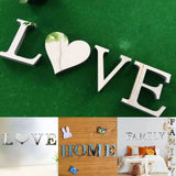 elvesmall 4pcs Letter Wall Stickers Letters Love Mirror Tiles Wall Sticker Self-Adhesive Wall Decal Art Wallpapers Wall Home Room Decor