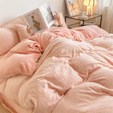 elvesmall Luxury Winter Thicken Warm Velvet Bedding Set Nordic Double Duvet Cover Set 4pcs Plush Queen Quilt Cover Bed Sheet Pillowcase