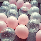 elvesmall 12pcs Ink Blue Latex Balloon Set Star Clear Pink Gold Helium Balloons Wedding Decoration Baby Shower Birthday Party Supplies
