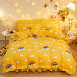 elvesmall Botanical Floral Duvet Cover with Ruffle Lace Pastoral Style Flowers Comforter Cover 3 Piece Microfiber Reversible Bedding Set