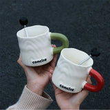 elvesmall  -  Modern Simple Coffee Ceramic Mug Milk fufu Collider with Handle Water Cup Household Breakfast Oatmeal Milk Cup