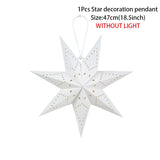 elvesmall Hollow Star Hanging Pendant Light Eid Mubarak Ramadan Kareem Decoration 2024 paper Lantern Islamic Muslim Party Supplies wedding