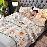 elvesmall Plaid Summer Cool Quilt Washed Cotton Comfortable Lightweight Air Condition Thin Comforter Simple Feather Blanket For Adults Kid