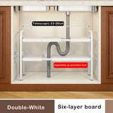elvesmall  Shelf Under The Sink Flexible Layered Rack Cabinet Organizer Sundries Telescopic Holder Countertop Storage Rack Under Sink Shelf