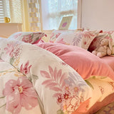 elvesmall  Winter Thickened Warm Flannel Queen Bedding Set Home Textile Cartoon Cute Duvet Cover Sheet Pillowcase 4pcs Luxury Bed Linen Set