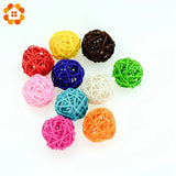 elvesmall 10PCS 3/4/5CM Round Shape Mutil Colors Rattan Ball Sepak Takraw For Christmas Birthday Party & Home Wedding Party Decoration