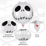 elvesmall 12 Pcs Halloween Foil Balloons Skull Black White Striped Balloons Skeletons Halloween Paty Masquerade Themed Party Decorations