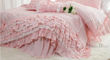 elvesmall Luxury Ruffle duvet cover queen pure cotton bedding king duvet cover lace bed princess quilt cover duvet set bag in a bed