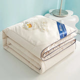 elvesmall Cool Ice Silk Thin Quilt Soybean Fiber High Quality Cold Bedding Quilts for Summer Mechanical Wash Quilted Comforter Queen Size