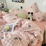 elvesmall Ins Nordic Duvet Cover Set 2024 Summer New Twin Queen Size Kids Adult Flat Sheet Pillowcase No Filler Fashion Bed Linens