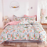 elvesmall 100% Cotton Bedding Set Duvet Cover Pillowcases Breathable Skin-friendly Freshing Floral Style 16 Sizes
