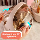 elvesmall  Multifunctional Dustproof Cosmetics Storage Box Space Capsule Cosmetic Case Transparent Skincare Shelves Dust Belt Handle