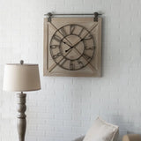 elvesmall 28" Indoor Rustic White Farmhouse Analog Wall Clock With Quartz Movement Decoration for Home Large Living Room Wall Clock Decor