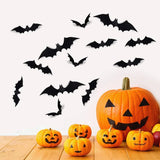 elvesmall  44PCS 3D Black PVC Bat Decoration Halloween Party DIY Decor Wall Sticker Bar Room Halloween Party Scary Decoration Props