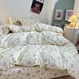 elvesmall  Fresh Style Bedding Set 100% Cotton Bed Linen Set for Home постельное бельё набор Soft Duvet Cover Pillowcase with Bedsheets